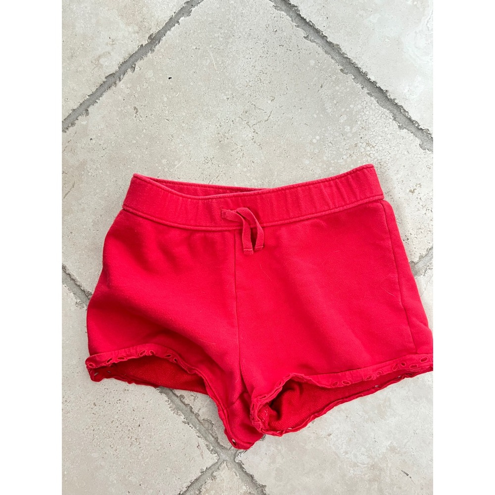 Janie and Jack Girls 10 Red French Terry Eyelet Hem Shorts Preppy Fun Summer